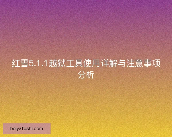 红雪5.1.1越狱工具使用详解与注意事项分析