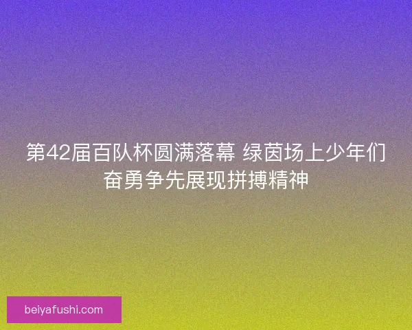 第42届百队杯圆满落幕 绿茵场上少年们奋勇争先展现拼搏精神