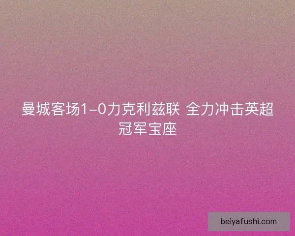 曼城客场1-0力克利兹联 全力冲击英超冠军宝座